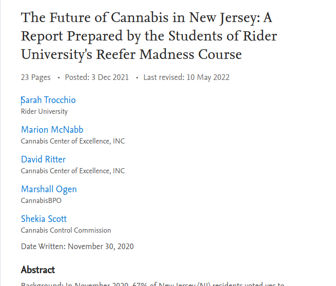 Rider University, Cannabis Center of Excellence, Cannabis BPO White Paper. Rider University, Cannabis Center of Excellence, Cannabis BPO White Paper.
